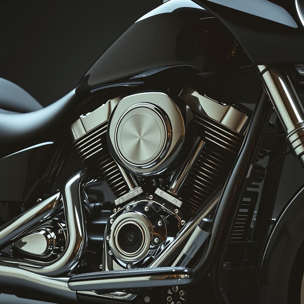 Chrome V-twin engine detail